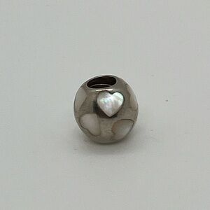 Pandora Sterling Silver ‘ Love Me ‘ White MOP Heart Charm 790398MPW Retired